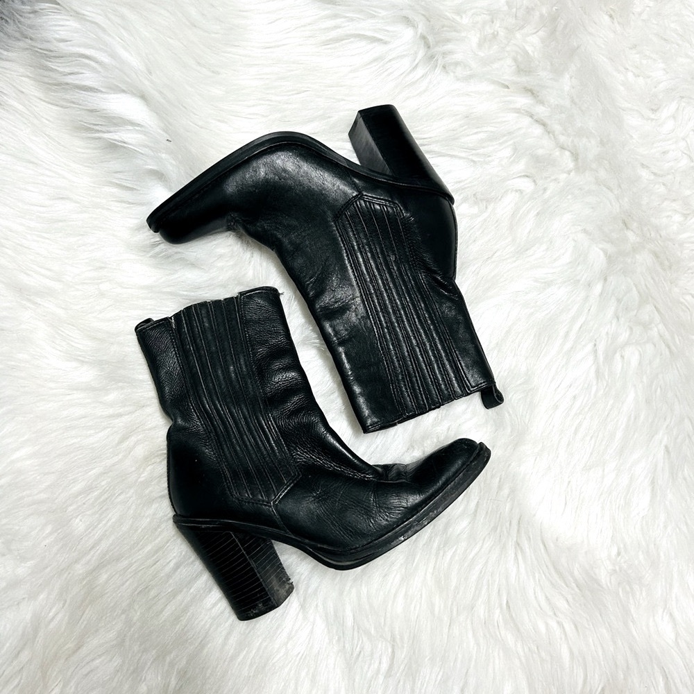 🔥SOLD🔥Vintage 1970s Zodiac Black Leather Stacked Heel Boots
